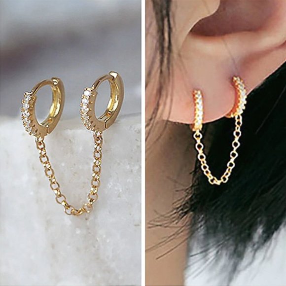 Jewelry - Double Hoop Chain Earrings
